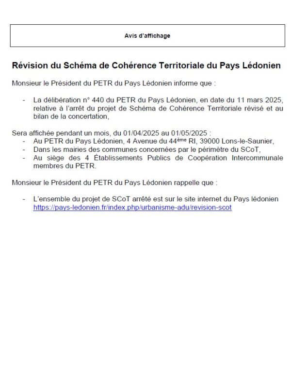 Avis Affichage 1ere page